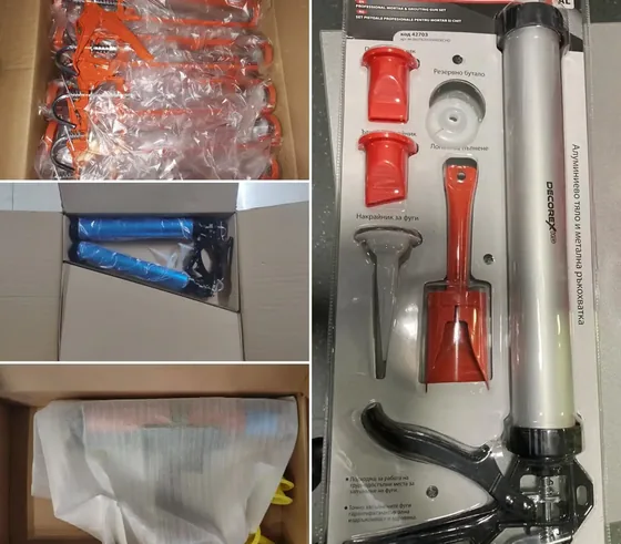 Retail-ready packing: inner box, foam pouch and accessory set laid out before the master carton is closed.