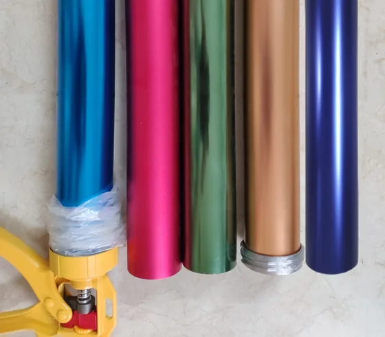 Anodised aluminium barrels in stock colours. More than ten colours are available, with an optional frosted tex