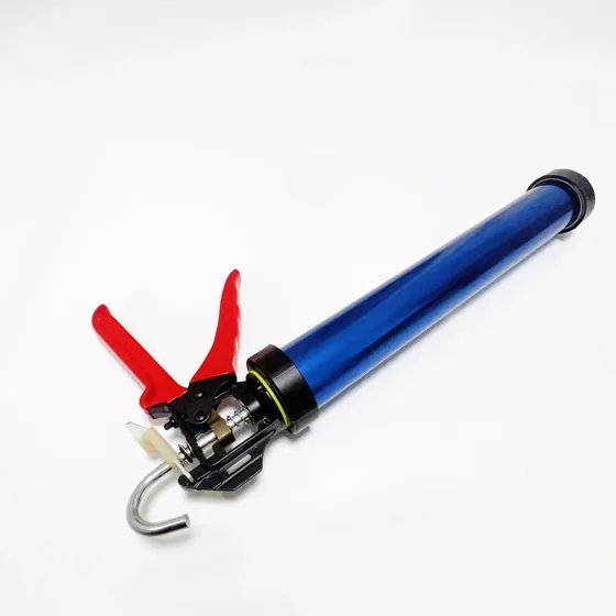 JS8608-B Heavy duty aluminum alloy caulking gun silicone sausage gun with red trigger view 4