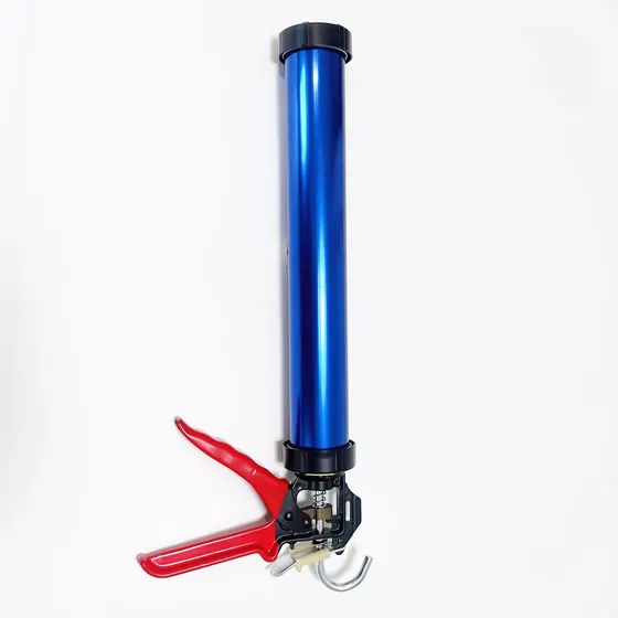 JS8608-B Heavy duty aluminum alloy caulking gun silicone sausage gun with red trigger view 3