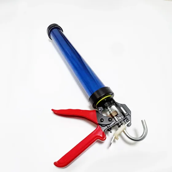 JS8608-B Heavy duty aluminum alloy caulking gun silicone sausage gun with red trigger view 2