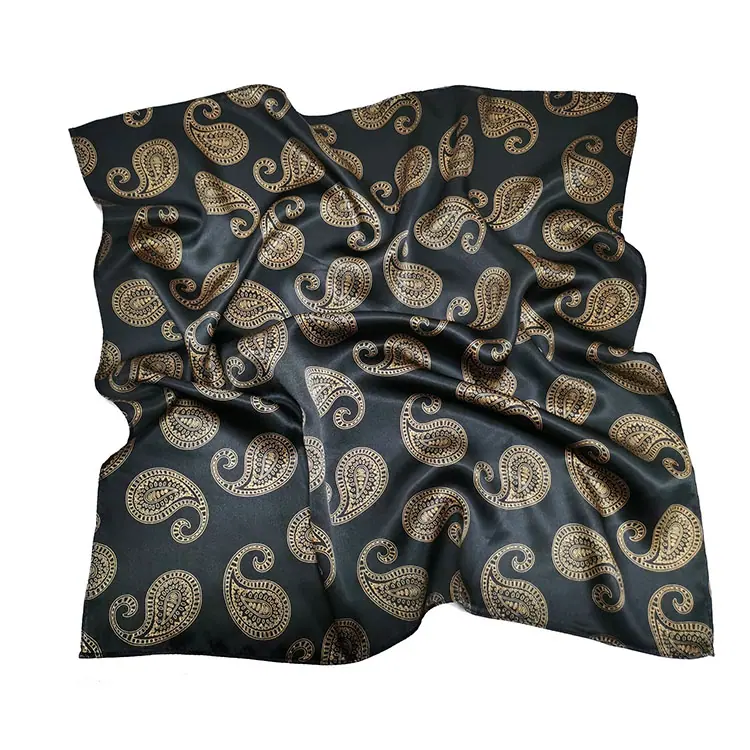 100% Mulberry Silk Charmeuse Scarves Square Smooth Silk Paisley Scarf for Lady