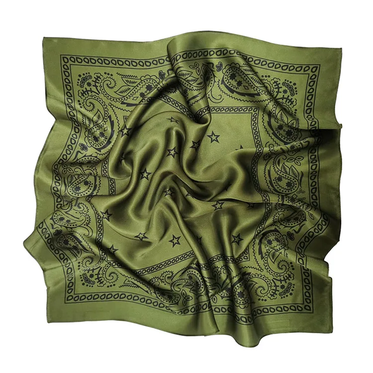 100% Mulberry Silk Charmeuse Scarves with Star Square Smooth Silk Scarf for Lady