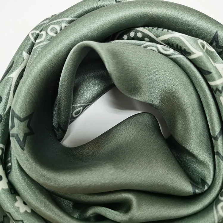 Custom Silk Bandana Silk Charmeuse Scarf with Paisley Pattern Silk Headscarf Printed Star