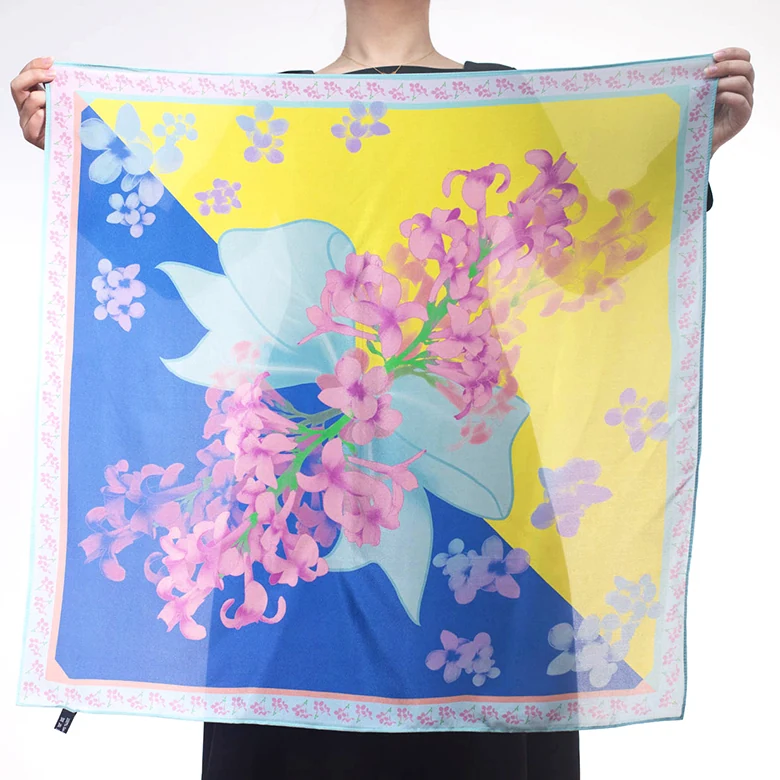 Custom Silk Scarf 12mm Silk Crepe De Chine Size 75cm