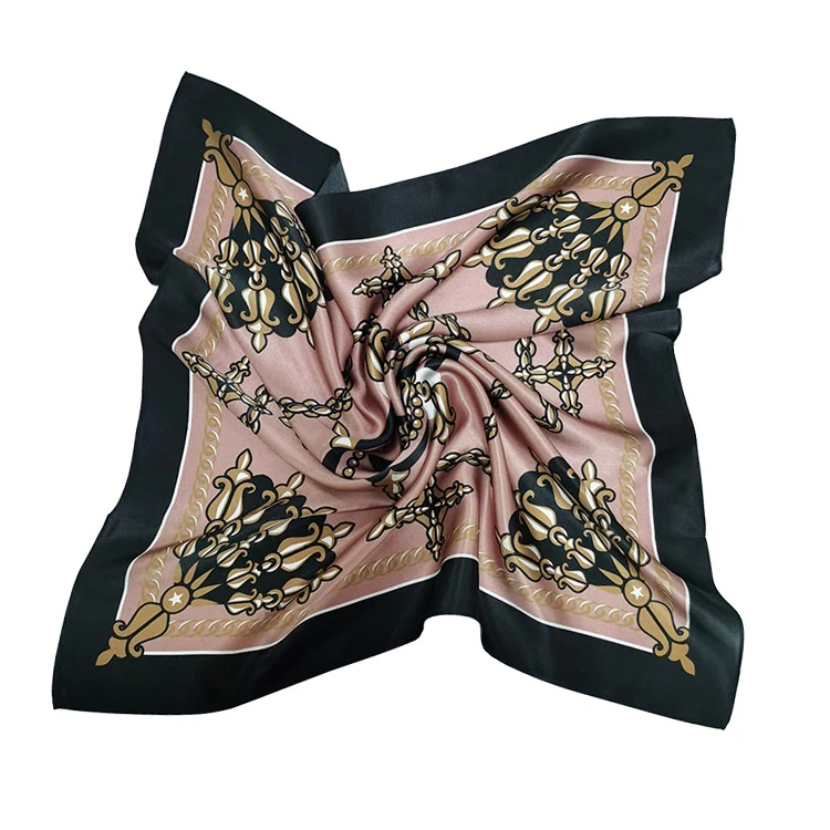 Designer Silk Scarf Ladies Classic Custom Printed Charmeuse Silk Scarves Square Smooth Pink...