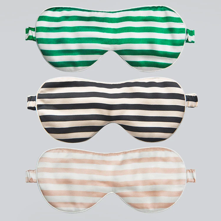 Striped Print Silk Eye Mask Accept Custom