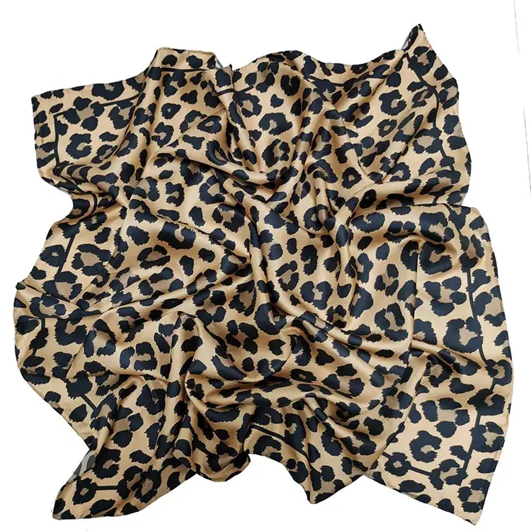 Sexy Silk Twill Scarf for Women Leopard Print Scarf with Digital Printed Headscarf for Women