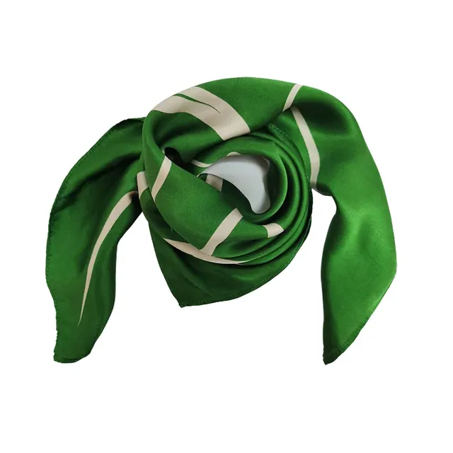 100% Mulberry Silk Charmeuse Scarves Green Square Smooth Silk Scarf for Lady flat lay