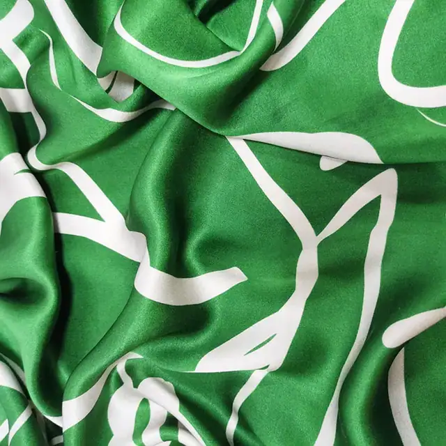 100% Mulberry Silk Charmeuse Scarves Green Square Smooth Silk Scarf for Lady detail view
