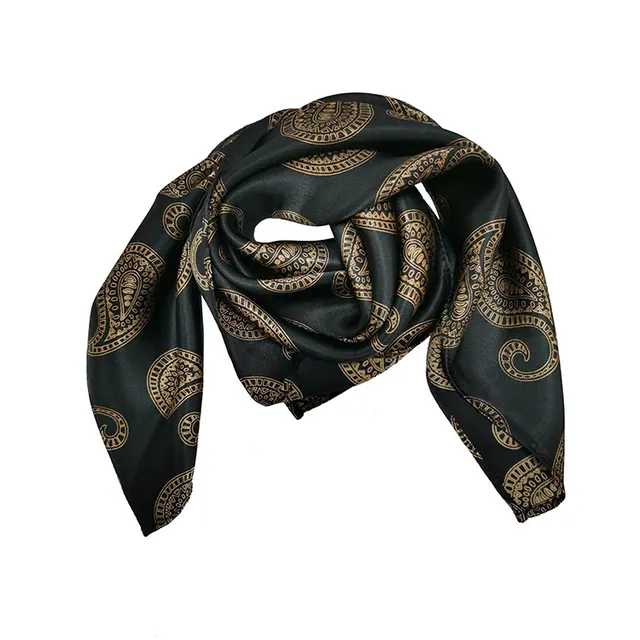 100% Mulberry Silk Charmeuse Scarves Square Smooth Silk Paisley Scarf for Lady styling view