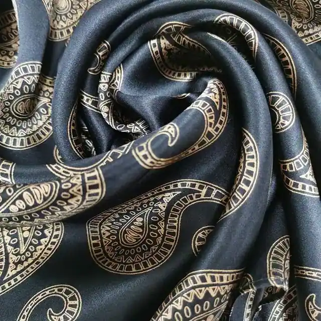 100% Mulberry Silk Charmeuse Scarves Square Smooth Silk Paisley Scarf for Lady alternate colourway