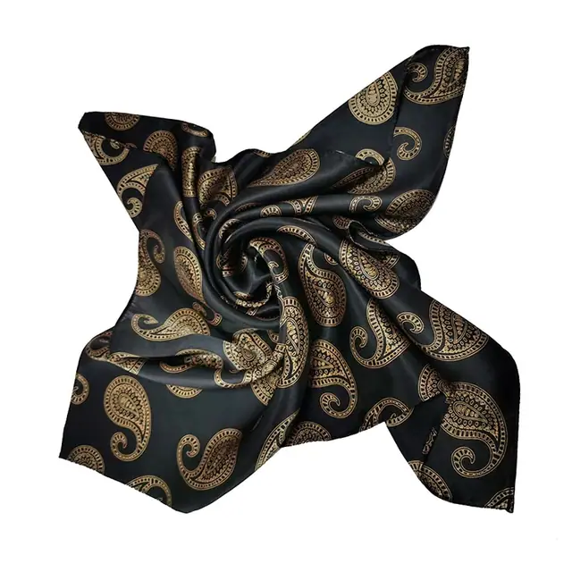 100% Mulberry Silk Charmeuse Scarves Square Smooth Silk Paisley Scarf for Lady flat lay