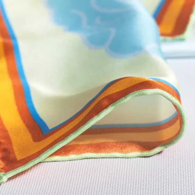14mm Silk Twill Custom Scarf Hand Hem Roll Scarf detail view