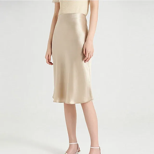 19mm Silk Skirt Solid Color Silk Dress Women styling view