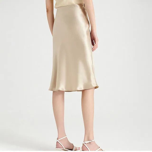 19mm Silk Skirt Solid Color Silk Dress Women close up