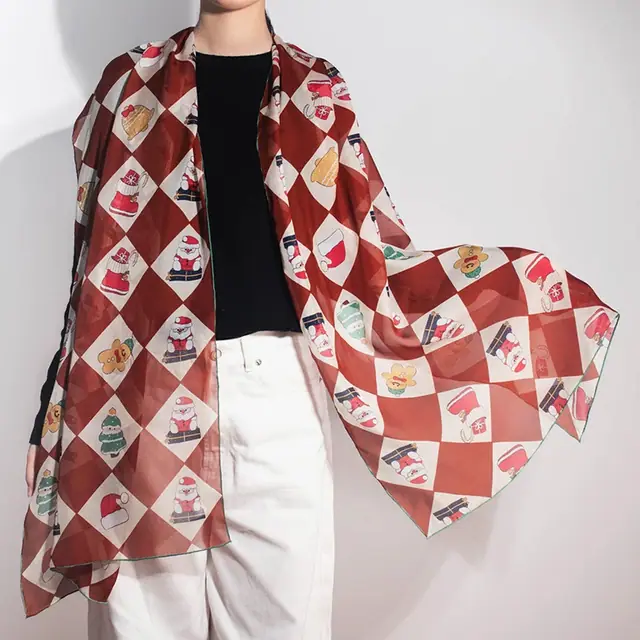 8mm Silk Chiffon Scarf Long Size Cutomized Design