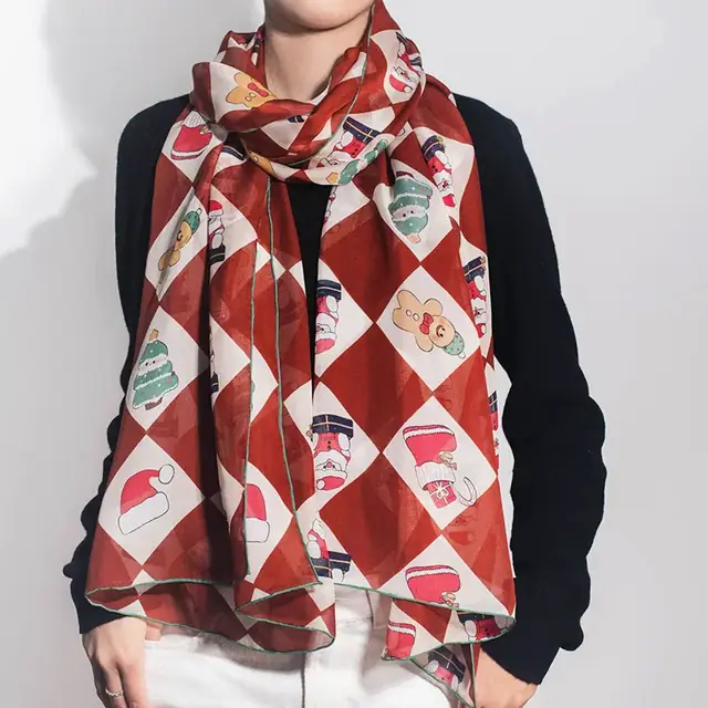 8mm Silk Chiffon Scarf Long Size Cutomized Design detail view