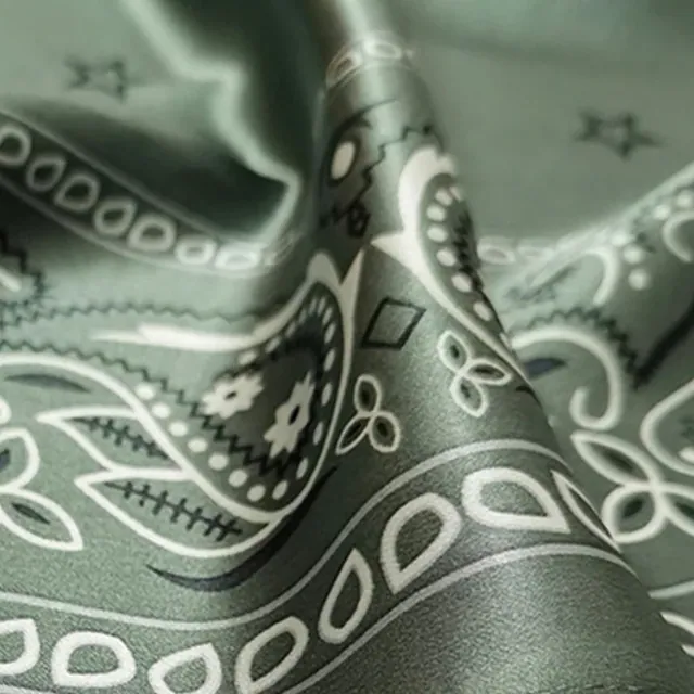 Custom Silk Bandana Silk Charmeuse Scarf with Paisley Pattern Silk Headscarf Printed Star alternate colourway