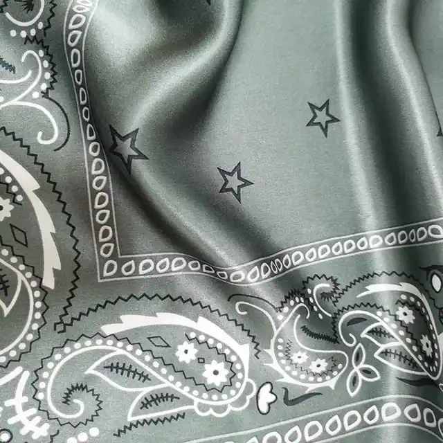 Custom Silk Bandana Silk Charmeuse Scarf with Paisley Pattern Silk Headscarf Printed Star styling view