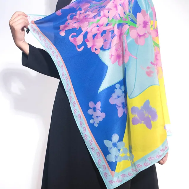 Custom Silk Scarf 12mm Silk Crepe De Chine Size 75cm styling view