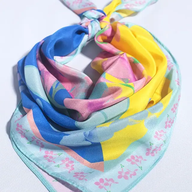 Custom Silk Scarf 12mm Silk Crepe De Chine Size 75cm flat lay