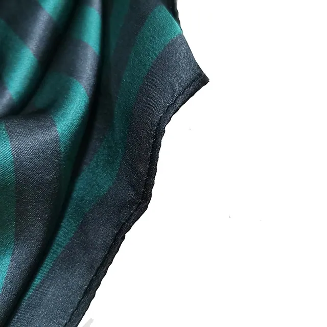 Custom Silk Scarf for Women Black Striped Silk Scarf Custom Printing 100% Silk Charmeuse Scarf close up