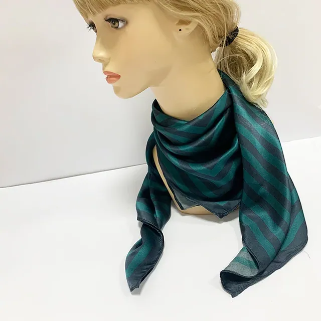 Custom Silk Scarf for Women Black Striped Silk Scarf Custom Printing 100% Silk Charmeuse Scarf detail view