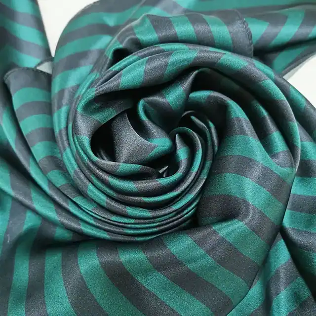 Custom Silk Scarf for Women Black Striped Silk Scarf Custom Printing 100% Silk Charmeuse Scarf alternate colourway