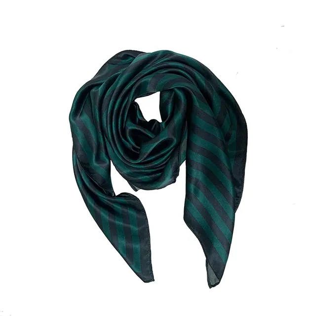 Custom Silk Scarf for Women Black Striped Silk Scarf Custom Printing 100% Silk Charmeuse Scarf styling view