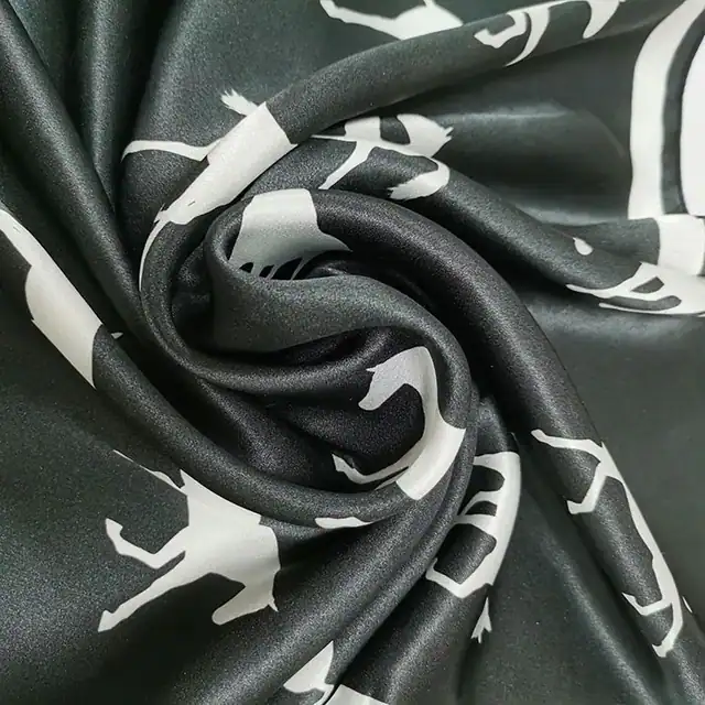 Custom White Horse Black Head Hair Tie Square Neck Pure Silk Scarf for Women alternate colourway