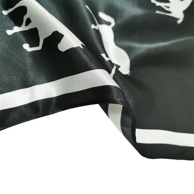 Custom White Horse Black Head Hair Tie Square Neck Pure Silk Scarf for Women styling view