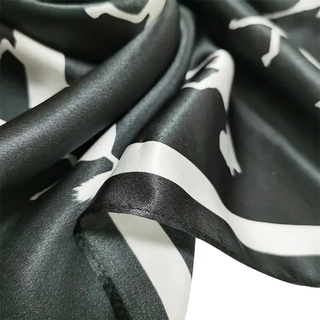 Custom White Horse Black Head Hair Tie Square Neck Pure Silk Scarf for Women packaging view