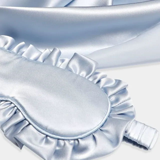 Cute Ruffling Silk Eye Mask flat lay