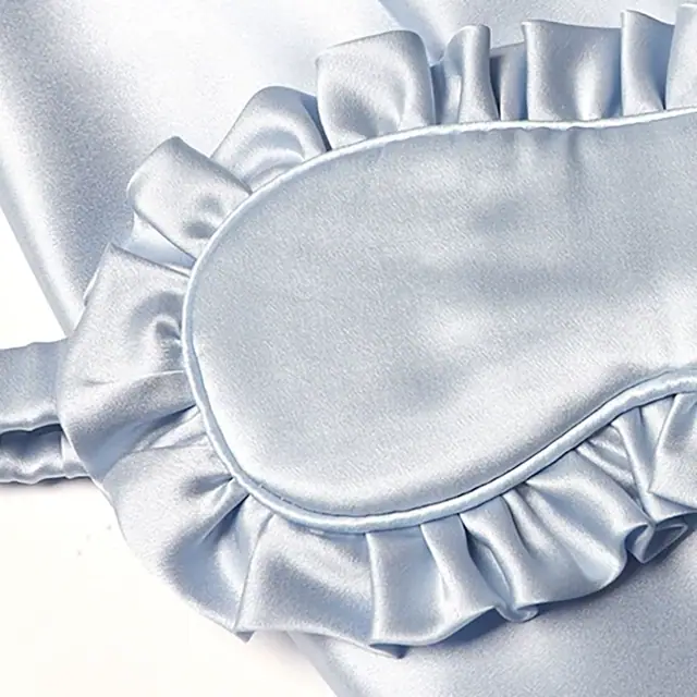 Cute Ruffling Silk Eye Mask close up