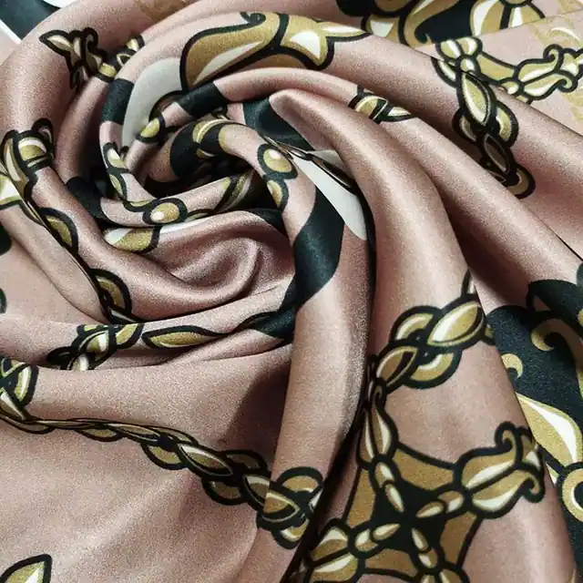 Designer Silk Scarf Ladies Classic Custom Printed Charmeuse Silk Scarves Square Smooth Pink... packaging view
