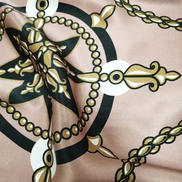 Designer Silk Scarf Ladies Classic Custom Printed Charmeuse Silk Scarves Square Smooth Pink... styling view