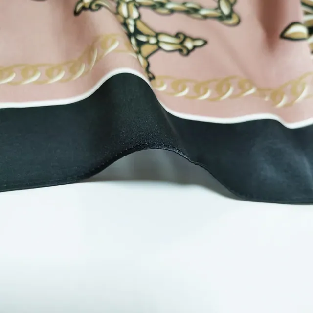 Designer Silk Scarf Ladies Classic Custom Printed Charmeuse Silk Scarves Square Smooth Pink... alternate colourway