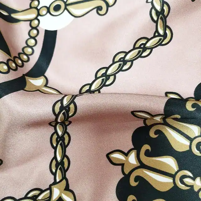 Designer Silk Scarf Ladies Classic Custom Printed Charmeuse Silk Scarves Square Smooth Pink... close up