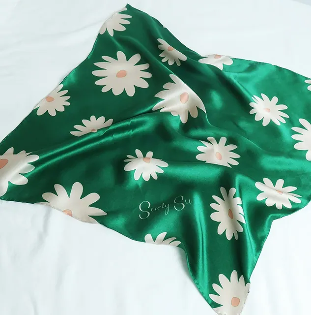 Dot Design14mm Silk Satin Custom Scarf Hand Hem Roll Scarf detail view