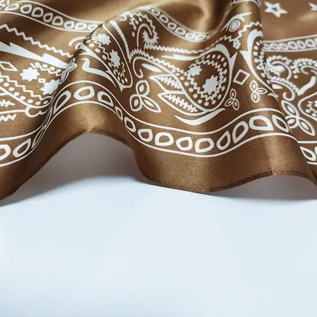 Fashion Cashew Design Printed Silk Scarves Retro Style Charmeuse Silk Scarves Square Scarf close up