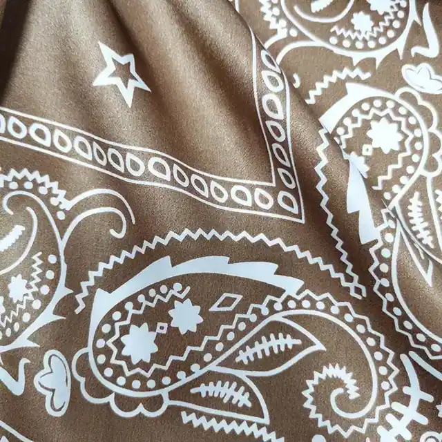 Fashion Cashew Design Printed Silk Scarves Retro Style Charmeuse Silk Scarves Square Scarf detail view