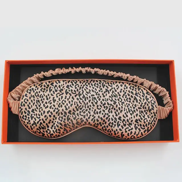 Leopard Print Silk Eye Mask close up