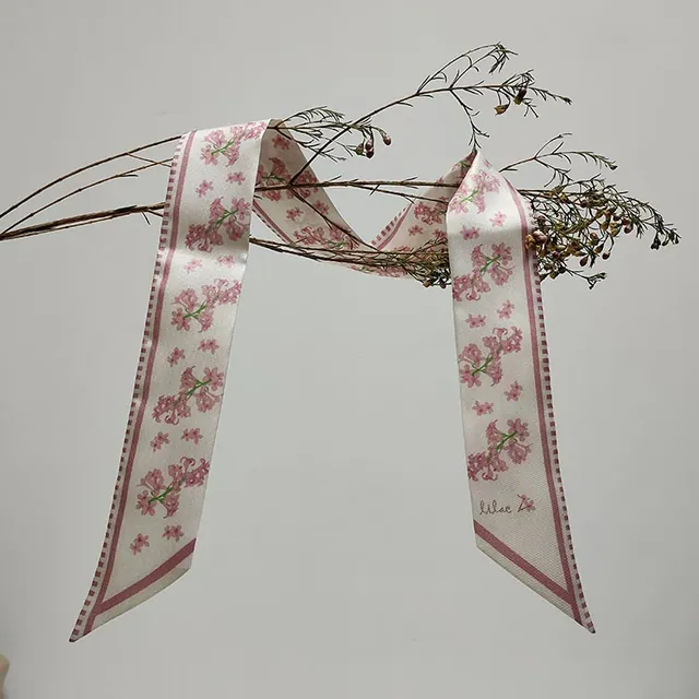 Printed Silk Twill Bag Scarf Silk Skinny Silk Scarf