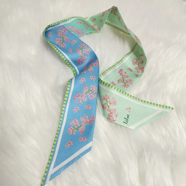 Printed Silk Twill Bag Scarf Silk Skinny Silk Scarf packaging view