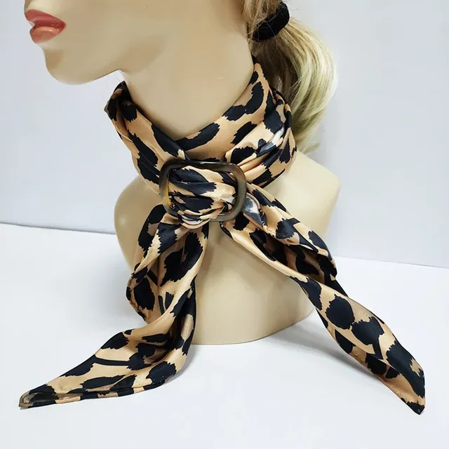 Sexy Silk Twill Scarf for Women Leopard Print Scarf with Digital Printed Headscarf for Women detail view