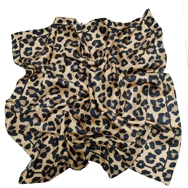 Sexy Silk Twill Scarf for Women Leopard Print Scarf with Digital Printed Headscarf for Women