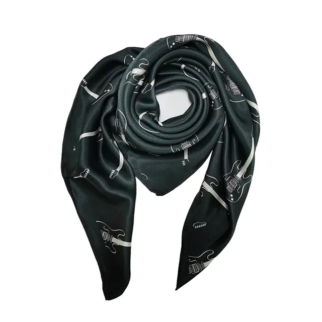 Silk Scarf Women Printed Guitar(small) Neckerchief Scarf Hair Warp Silk with Digital... packaging view