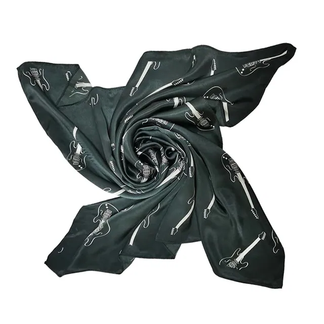 Silk Scarf Women Printed Guitar(small) Neckerchief Scarf Hair Warp Silk with Digital... close up