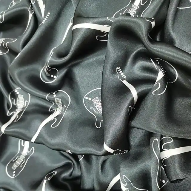 Silk Scarf Women Printed Guitar(small) Neckerchief Scarf Hair Warp Silk with Digital... detail view